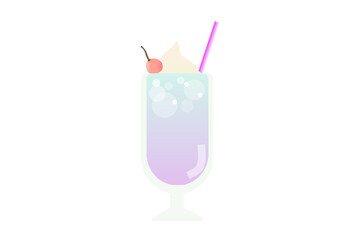 紫のクリームソーダ　グラフィック素材 