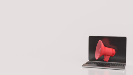 The Megaphone and microphone for Pod cast or social media 3d render.