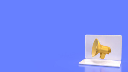 The Megaphone and microphone for Pod cast or social media 3d render.