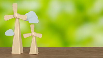 The Windmill for clean energy  for ecology concept 3d Rendering.