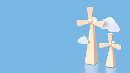 The Windmill for clean energy  for ecology concept 3d Rendering.