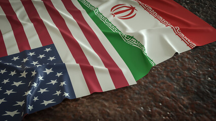 The American and Iran flag for war crisis concept 3d Rendering.