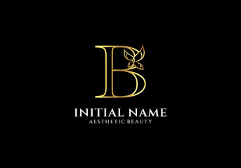 Initial B Letter Logo Design with Butterfly/Leaf Element	