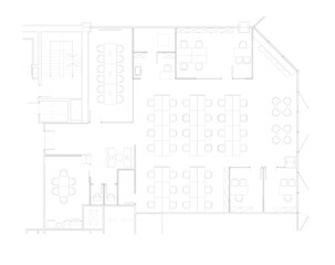 2D AutoCAD Office Furniture Layout Drawing with Conference Room and Desk in Vector Format