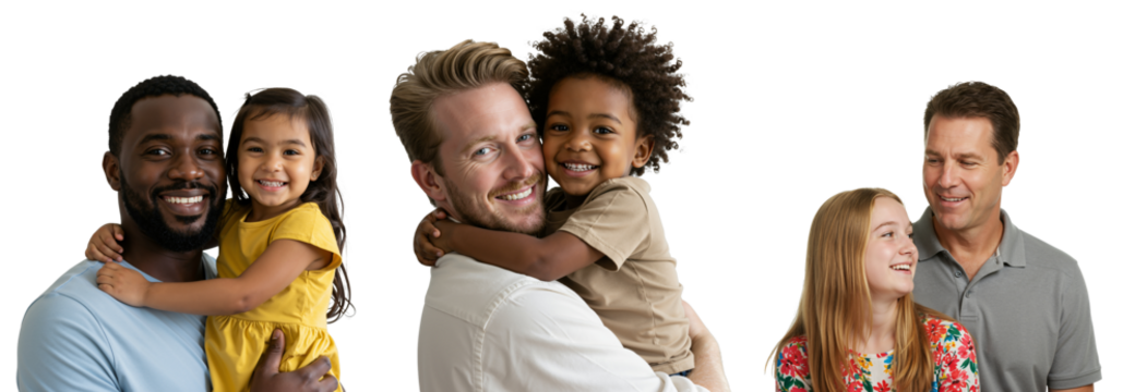 Diverse Families Embracing Joy: Happy Adults and Children Together in Colorful Moments