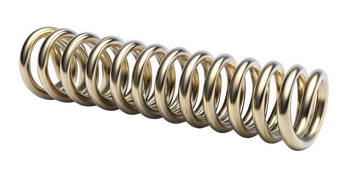A shiny gold spring against a clean background, showcasing its smooth curves and metallic texture, emphasizing elegance and modern design.