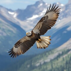 Obraz premium Majestic eagle soaring above mountain peaks