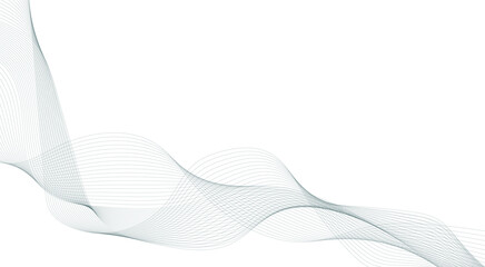 Grey wavy curve line technology concept background. Frequency soundwave backdrop. Business curve lines on transparent background. Modern background design.