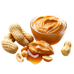 Peanut Butter Spread with Raw Peanuts – White Background Photo

