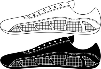 side view Water shoe icon set