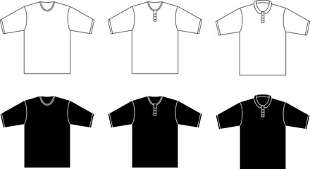outline silhouette t-shirt type icon set