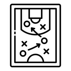 play strategy outline icon for basketball game tactic setup