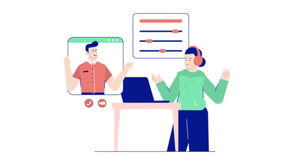 Person adjusting audio settings during a video conference; suitable for technology, communication, online meetings, and remote work concepts.