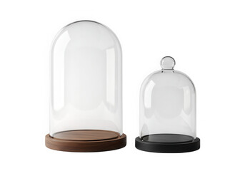 Obraz premium Two glass domes, one with a knob, isolated on transparent background