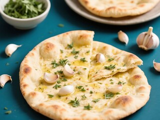 Flatbreads, Soft, buttery flatbreads smothered in aromatic garlic and herbs