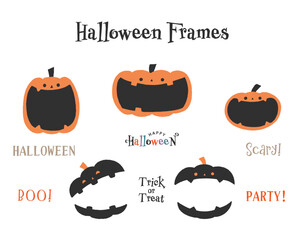 テキストフレームとして使えるハロウィンカボチャの手描きイラスト