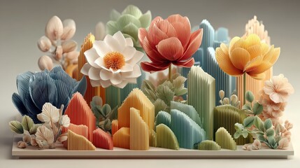 Pastel Paper Flower Arrangement: Delicate Spring Floral Design