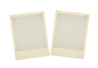 Two blank vintage photo frames isolated on transparent background