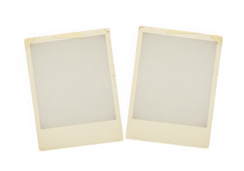 Two blank vintage photo frames isolated on transparent background
