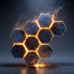 Hexagonal Glowing Network - Abstract Technology and Connection