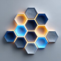 Hexagonal Glowing Cells - Technology and Innovation Concept
