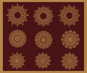 Elegant black luxury background with gold mandala ornament design. Circle pattern petal flower of mandala with black and white,Vector floral mandala relaxation patterns unique design 