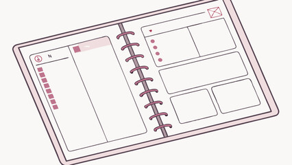 Minimalist Pink Planner Notebook with Customizable Layout and Productivity Features