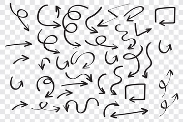 Hand drawn black arrows isolated 
