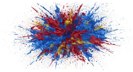Vibrant Blue Red Paint Splatter Explosion Effect