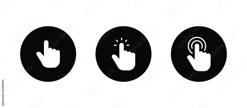 Poster pointing hand click icon. click cursor vector icon