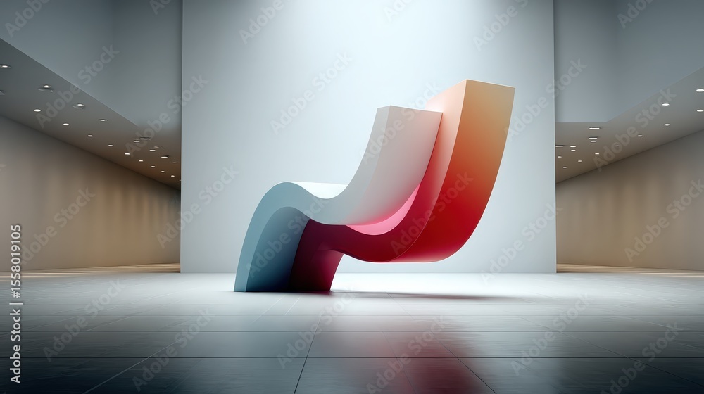 Aufkleber abstract flowing form: modern artistic shape in space