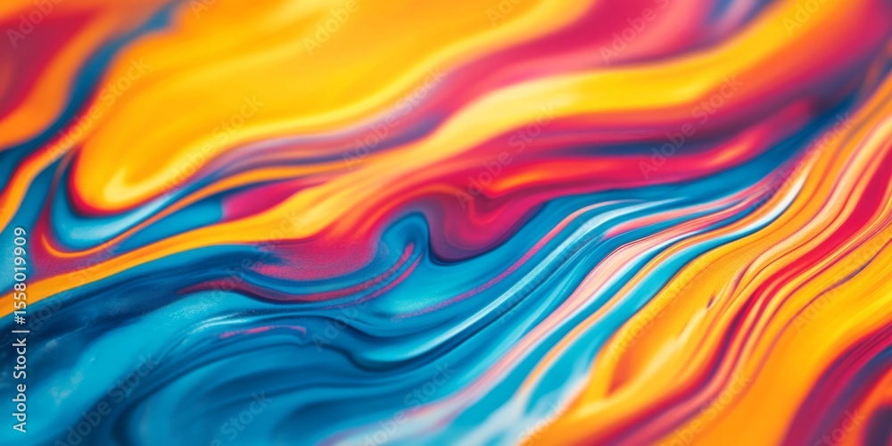Poster macro shot of wavy, distorted stripes with vibrant colors and fluid motion, perfect for creative, ab