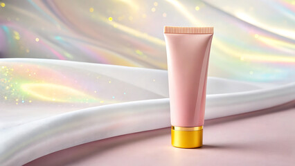 Pink and Yellow Pastel Moisturizer Tube on Colorful Background
