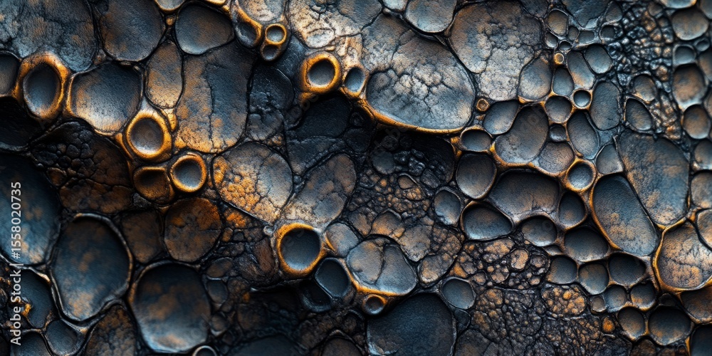 Poster macro shot of intricate, textured patterns with fine details and rich tones, perfect for sophisticat