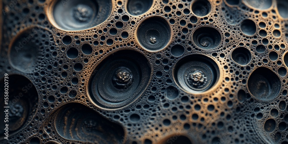 Poster macro shot of intricate, textured patterns with fine details and rich tones, perfect for sophisticat