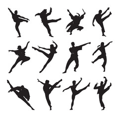 acrobat silhouette set, Black & White silhouette set