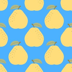 seamless pattern with pears on blue background 