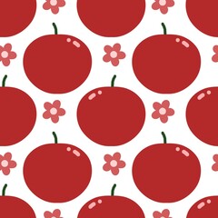 seamless pattern with red apples on white background 