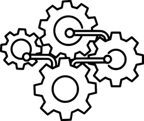 Interlocking Gears Outline Icon