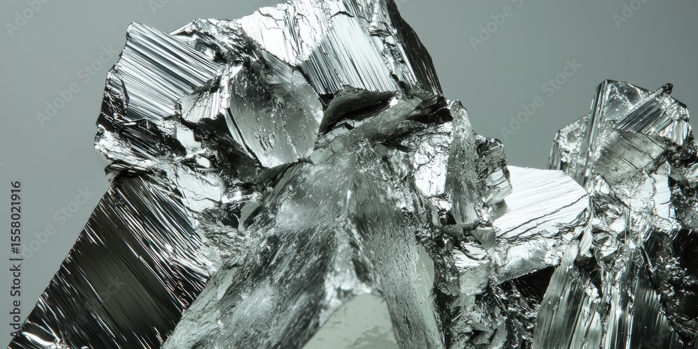 Poster a lithium crystal, with its metallic luster and distinctively soft texture representing its elemental form.