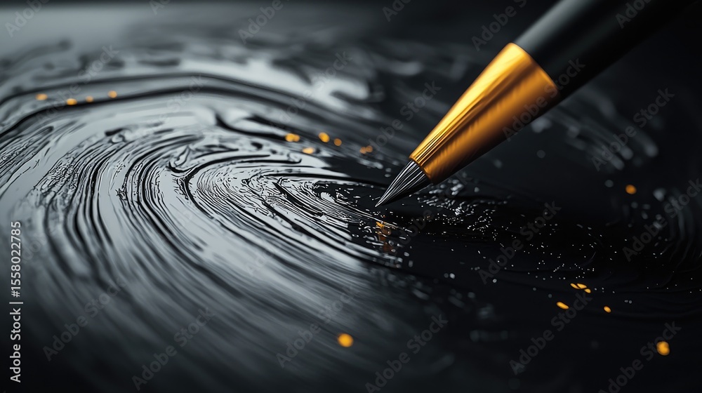 Aufkleber Detailed view of a tablet s stylus on its screen, showcasing precise lines and an artistic interface for digital creativity.
