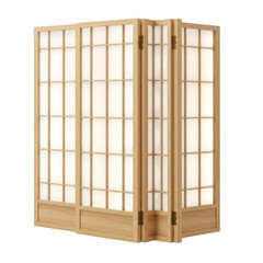 Wooden shoji screen isolated on transparent background for interior design, and room divider uses.