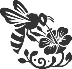 Black bee vector silhouette