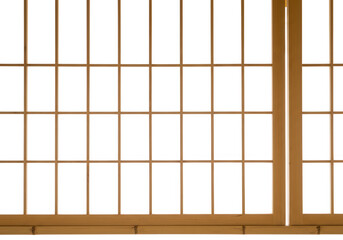 Wooden window frame isolated on transparent background for architectural design, interior rendering.