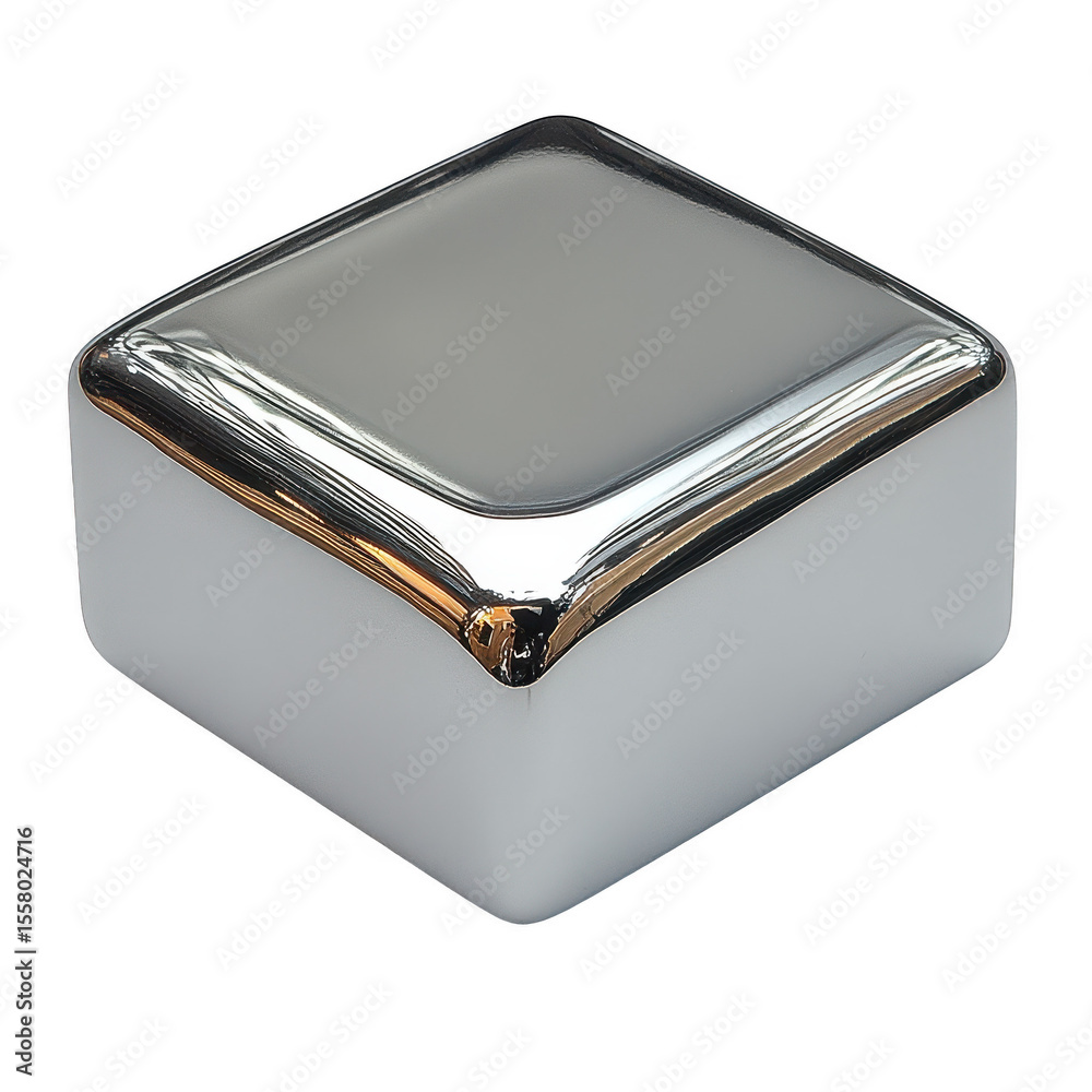 Fototapete polished chrome cube with rounded edges and reflective surface showcasing distorted light patterns i