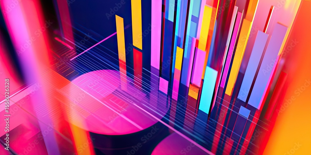 Poster illustrated budget report with vibrant graphs and comprehensive financial data in a professional fin