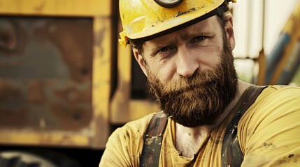 attractive male worker on a construction field