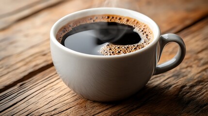 A close-up shot of a steaming cup of black tea in a delicate white porcelain cup,