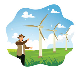 The concept of an environmentally friendly electrical energy source with windmills.