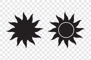 Sun icon set, Sun symbol vector. Sun